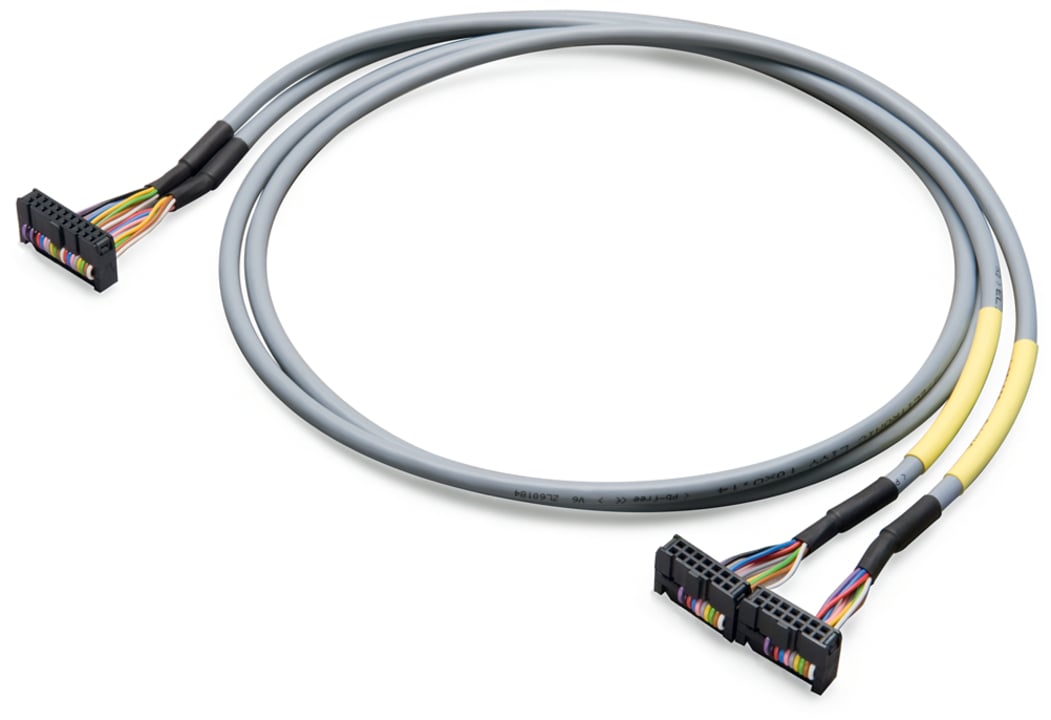 System cable; for WAGO-I/O-SYSTEM, 750 Series; 2 x 8 analog inputs or outputs; Length: 1 m; Conductor cross-section: 0.14mm