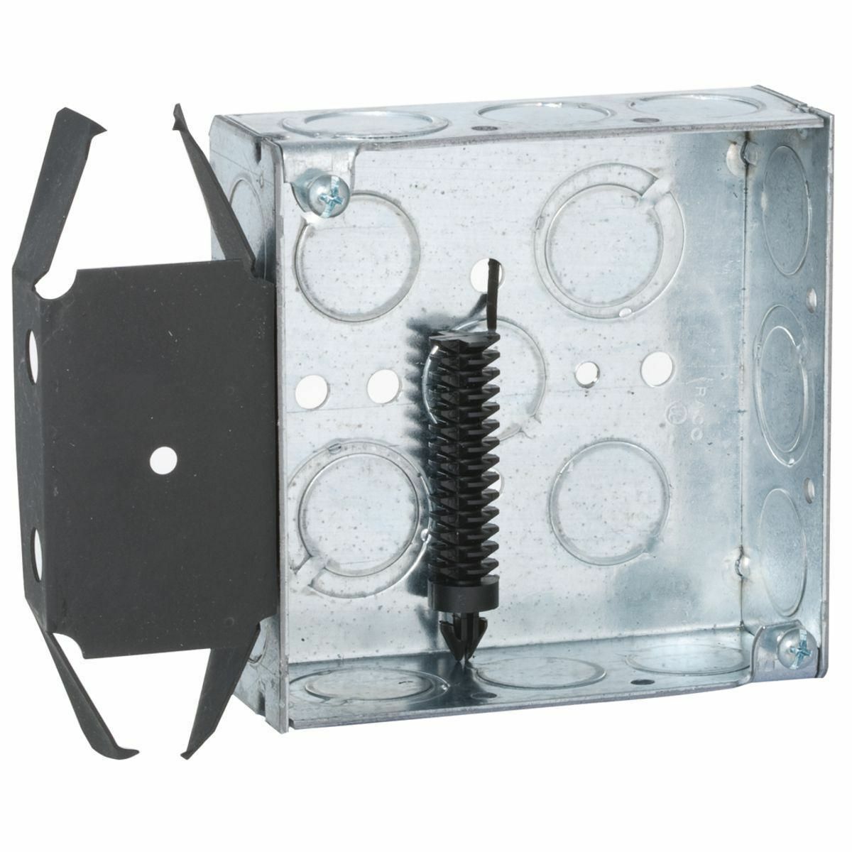 4 In. Square Bracketed Boxes, 1-1/2 In. Deep - Welded with Conduit KO's