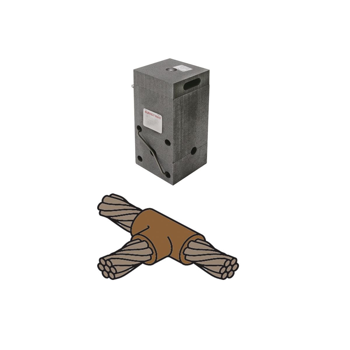 Mold, Horizontal Cable Tap to Horizontal Cable Run, 4/0 AWG (Run & Tap), 150 Weld Metal.