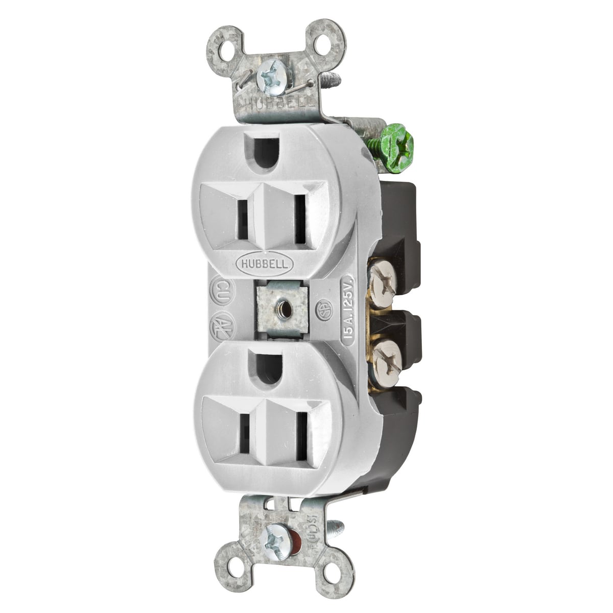 Straight Blade Devices, Receptacles, Duplex, Commercial/Industrial Grade, 2-Pole 3-Wire Grounding, 15A 125V, 5-15R, Office White