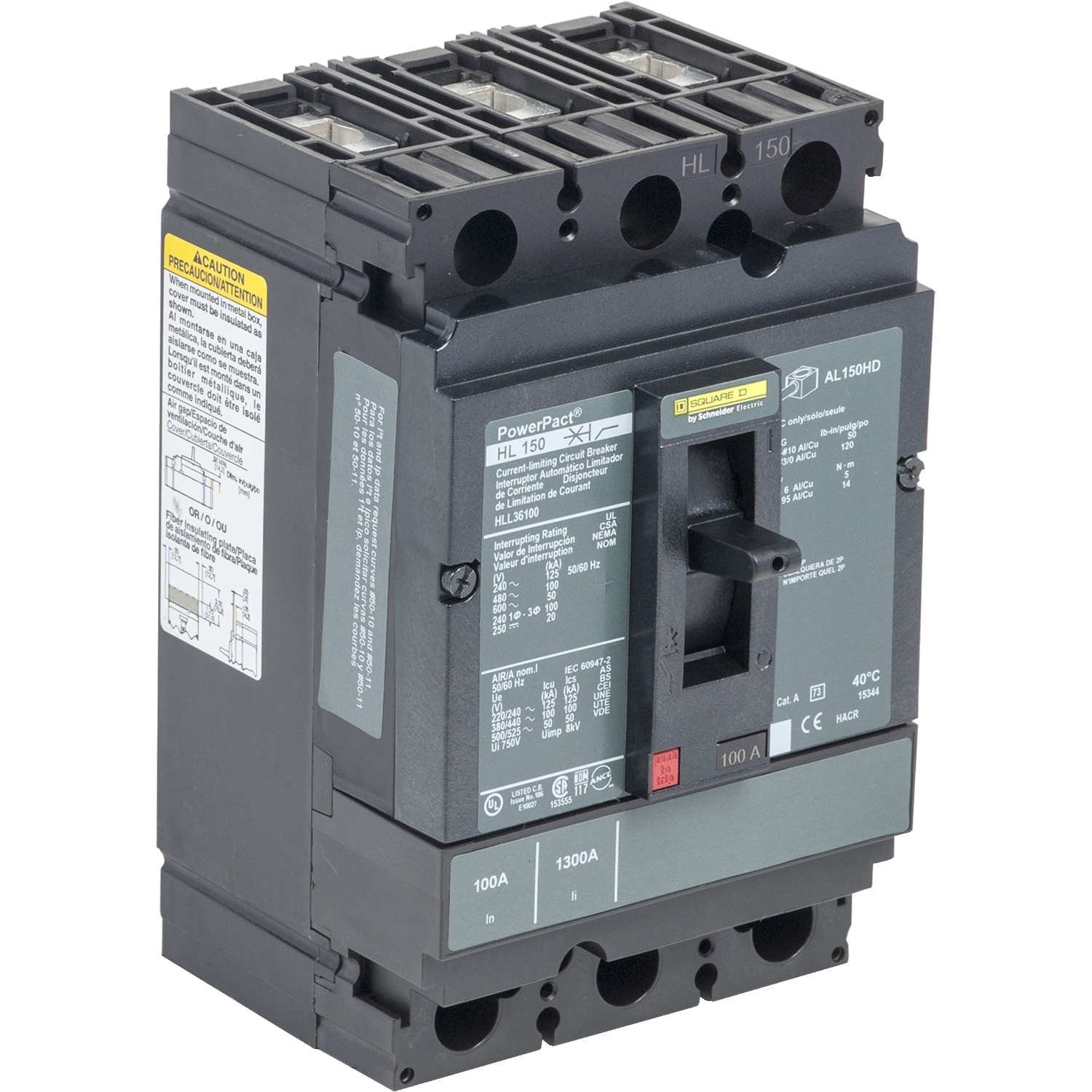 Circuit breaker, PowerPacT H, 45A, 3 pole, 600VAC, 50kA, lugs, thermal magnetic, 80%