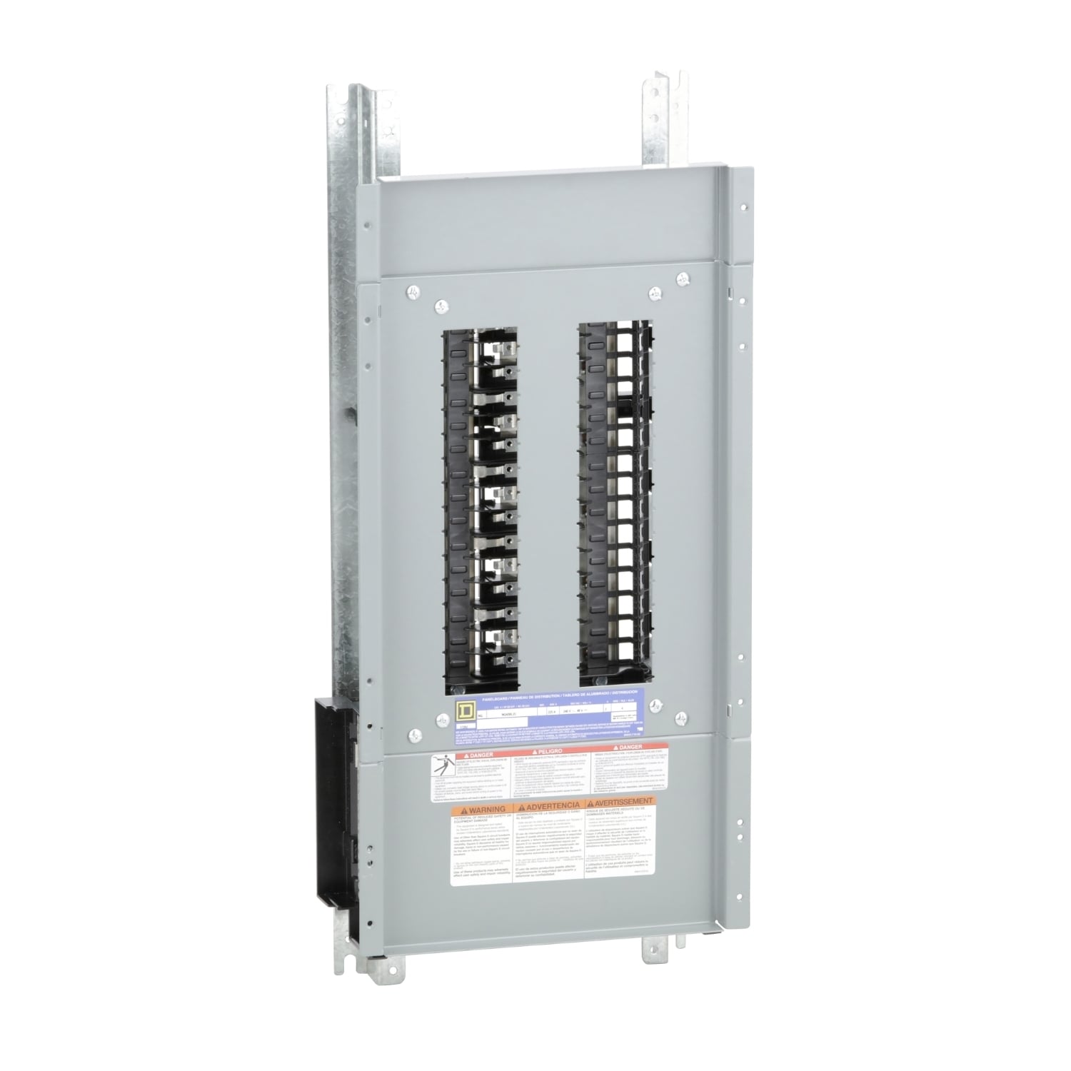 Panelboard interior, NQ, main lugs, 225A, Cu bus, 30 pole spaces, 3 phase, 4 wire, 240VAC, 48VDC