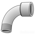 OZ-Gedney Type 9 90 DEG Bushed Conduit Elbow, Malleable Iron, Finish: Zinc Electroplated, Trade Size: 3/4 IN, Connection: FNPT X MNPS, Dimension A: 2-15/16 IN, Dimension B: 2-3/16 IN, 3/4 IN Thread Length, Third Party Certification: UL File Number E-