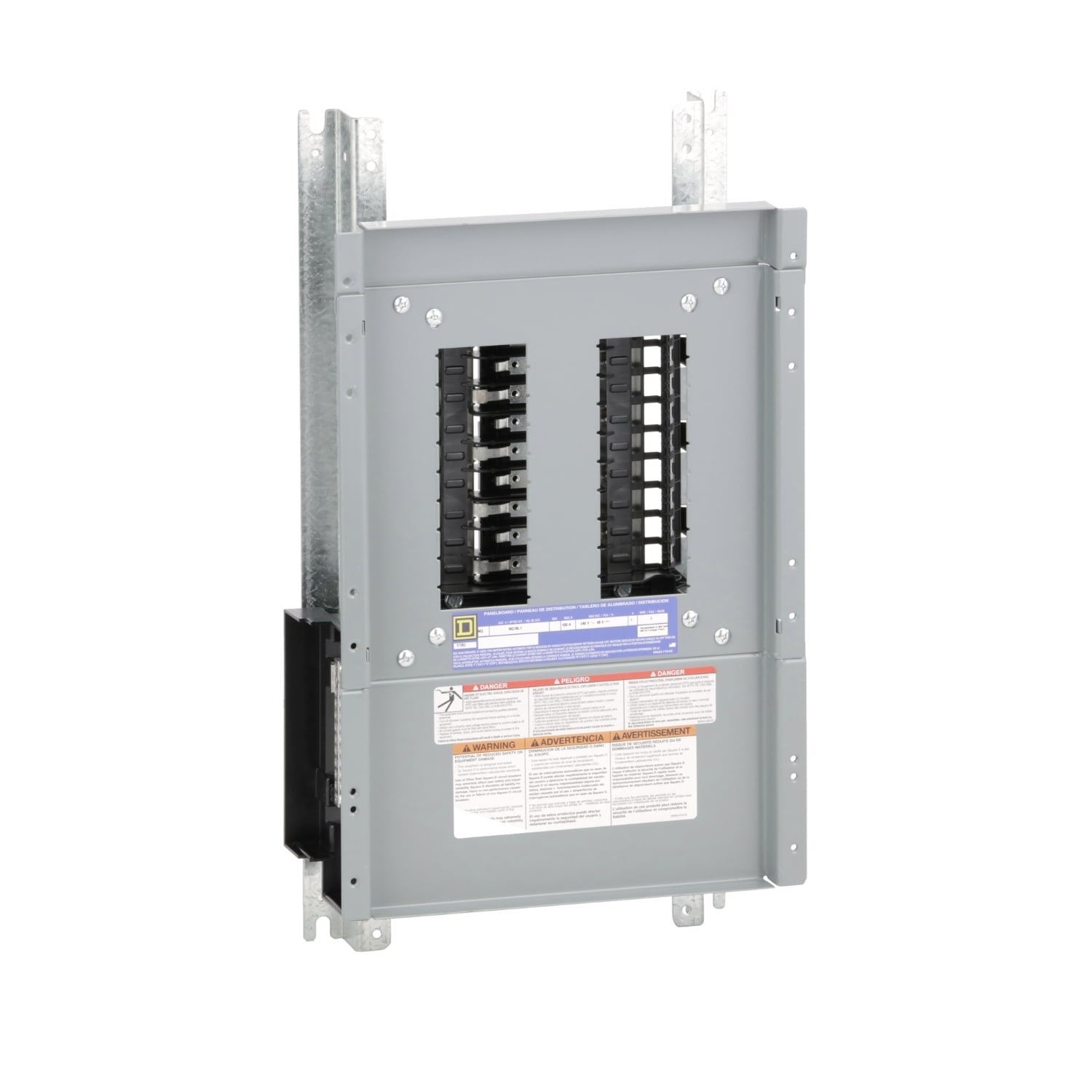 Panelboard interior, NQ, main lugs, 100A, Al bus, 18 pole spaces, 1 phase, 3 wire, 240VAC, 48VDC