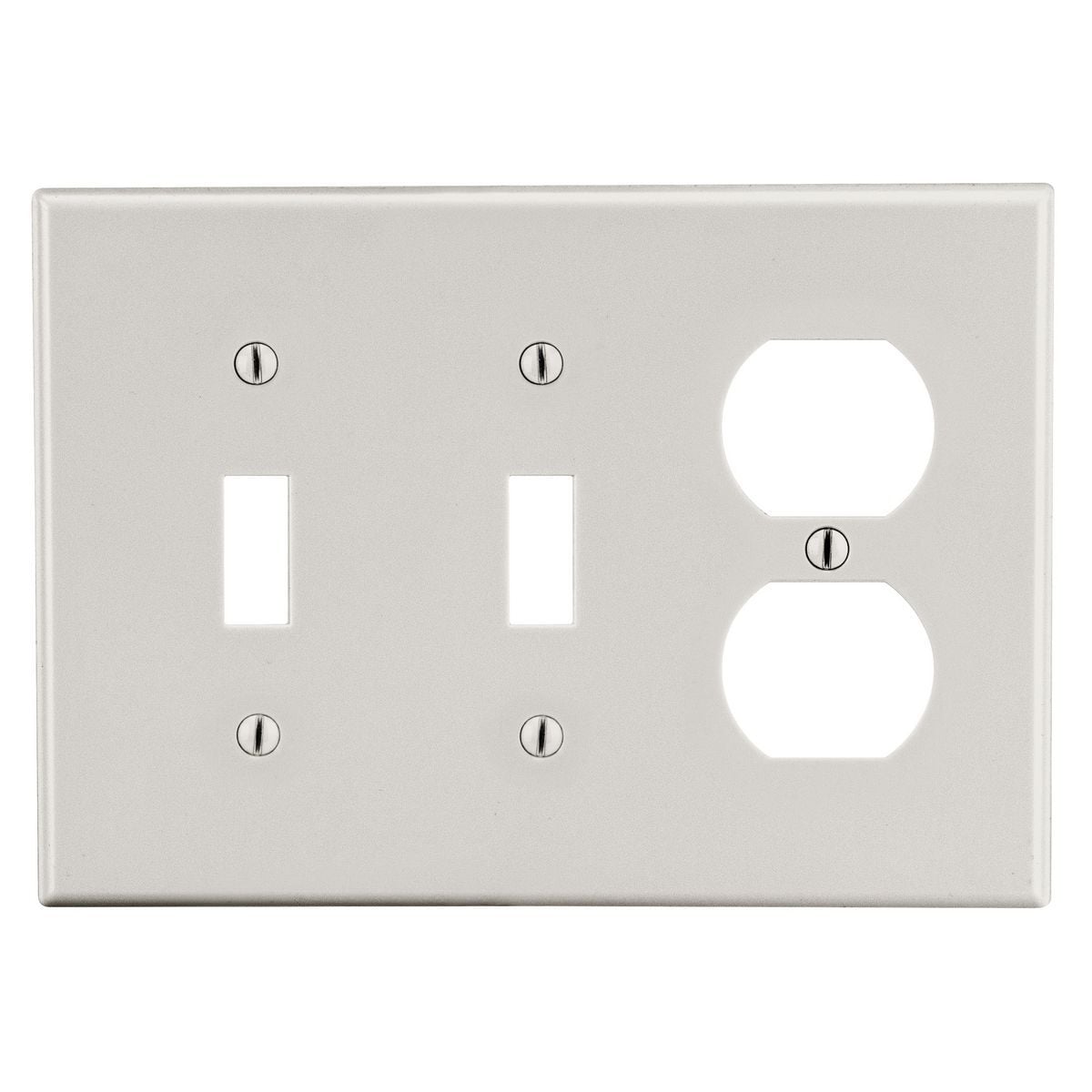 Wallplate,  Mid-Size 3-Gang, 2) Toggle 1) Duplex, Light Almond