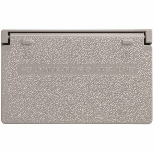Cast Weatherproof Cover Decorator or Ground Fault Circuit Interruptor Horizontal, 1 Self Closing Lid, Gray
