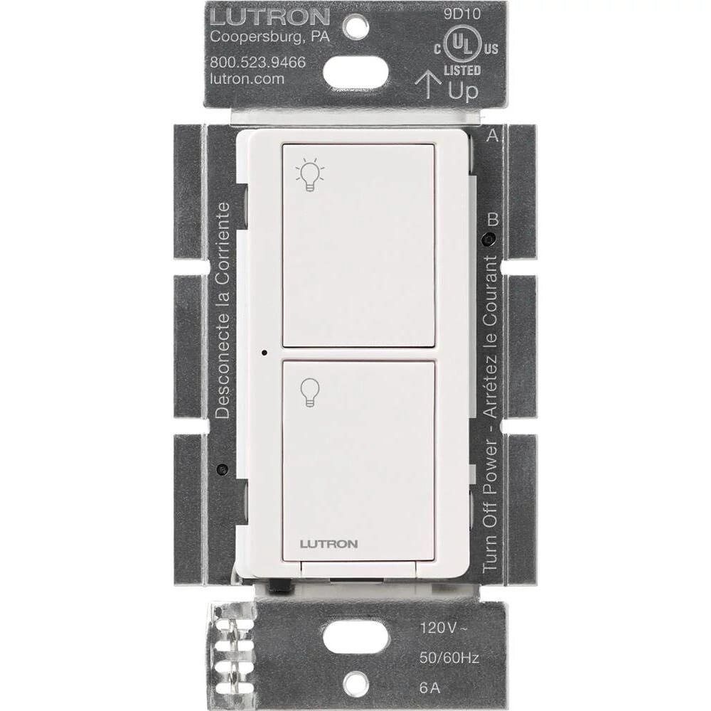 Lutron Caseta Wireless In-Wall Smart Switch For Light or Fan Control, 120V, 6A, White