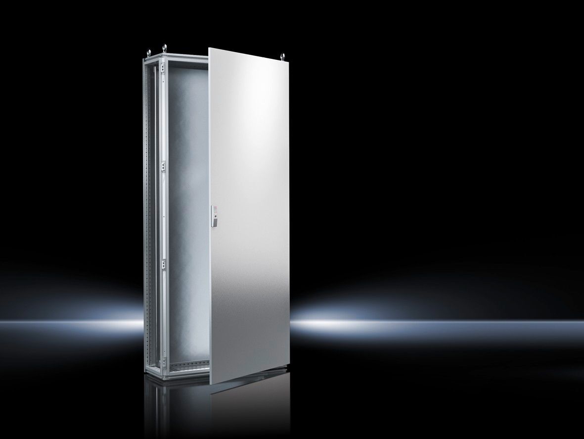 TS Bayed enclosure system, WHD: 800x2000x400 mm, carbon steel, with mounting plate, single door at the front