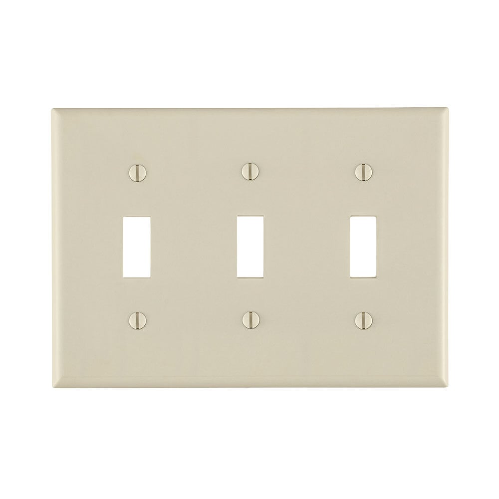 3-Gang Toggle Device Switch Wallplate, Standard Size, Thermoset, Device Mount, Light Almond