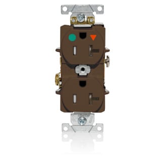 Duplex Receptacle, Tamper-Resistant, Hospital Grade, Isolated Ground, 2-Pole 3-Wire Grounding, NEMA 5-20R, 20A-12V. Flat Face, Back And Side Wired, Brown. 1-piece Ground-Contractor Pack