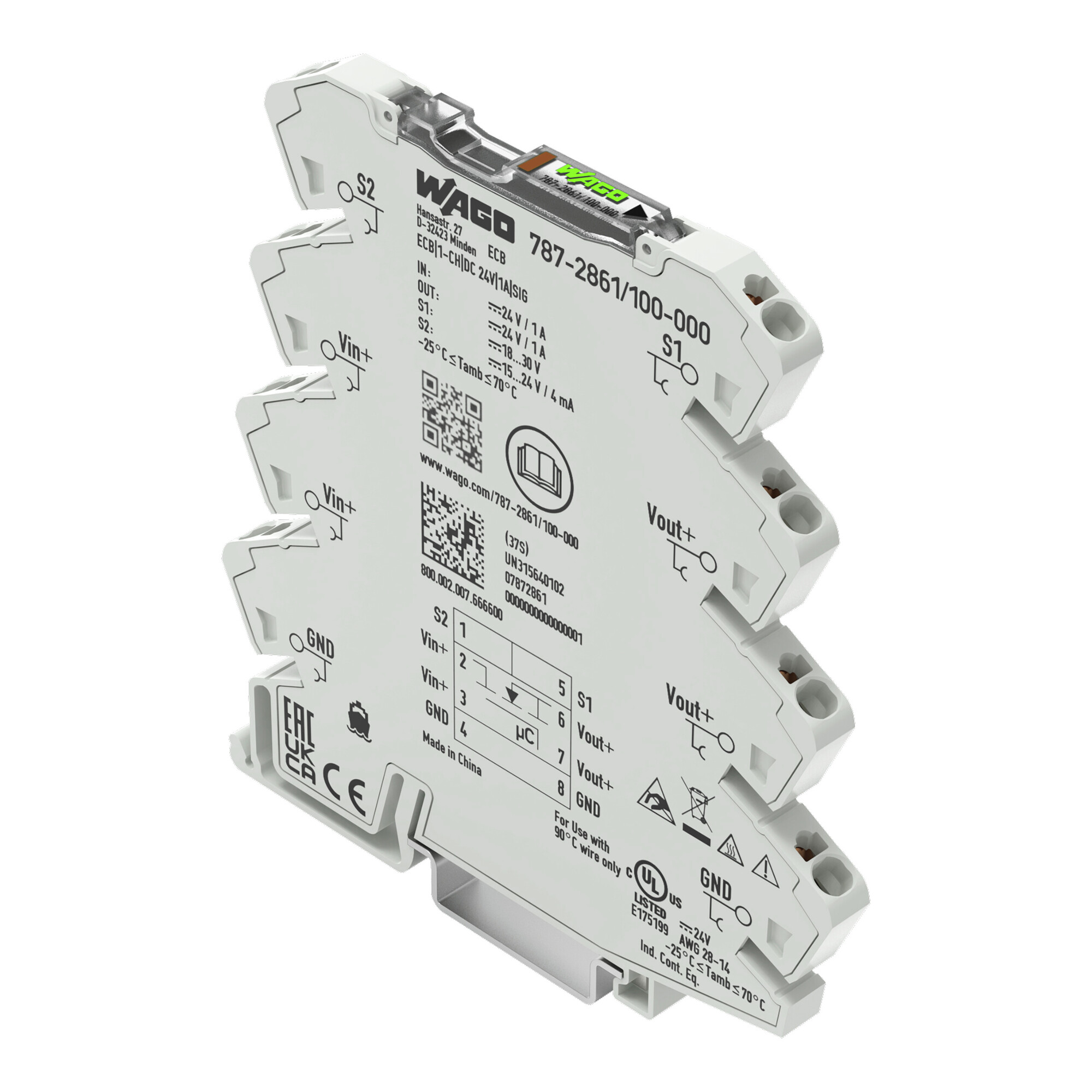 Electronic circuit breaker; 1-channel; 24 VDC input voltage; 1 A; Signal contact