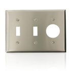 3-Gang 2-Toggle 1-Single 1.406-Inch Diameter, Device Combination Wallplate, Standard Size, Device Mount, Stainless Steel