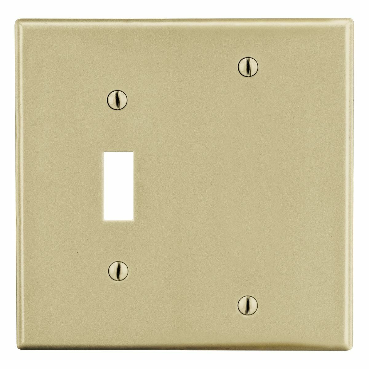 Wallplate, Mid-Size 2-Gang, 1) Toggle 1) Box Mount Blank, Ivory