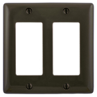 Hubbell Wiring Device Kellems, Wallplates and Box Covers, Wallplate,Nylon, Mid-Sized, 2-Gang, 2) Decorator, Brown