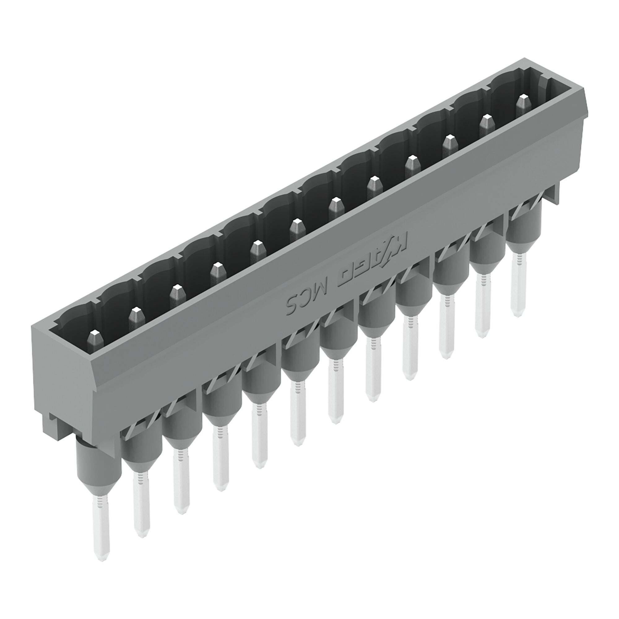 Male connector for rail-mount terminal blocks; 1.2 x 1.2 mm pins; straight; Pin spacing 5 mm; 12-pole; gray
