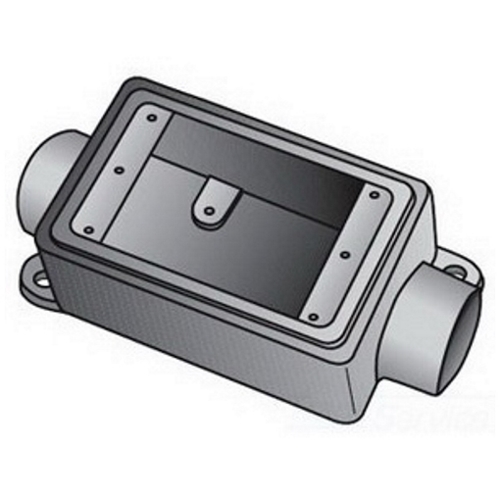 OZ-Gedney Type FDC Deep Cast Device Box, Number Of Outlet: 2, Gray Iron, Size: 1/2 IN, Ridge Top Construction, Cable Entry: (2) 1/2 IN Hubs, 28 CU-IN Capacity, No, 2-15/16 IN Width, 3-1/16 IN Depth, 4-11/16 IN Height, Finish: Zinc Electroplated With Aluminum Enamel, Third Party Certification: UL File Number E-18095, CSA 009795, Applicable Third Party Standards: UL 514A, CSA C22.2 No.18, Federal Specification A-A-50563, NEMA : FB-1, For Rigid Conduit And IMC