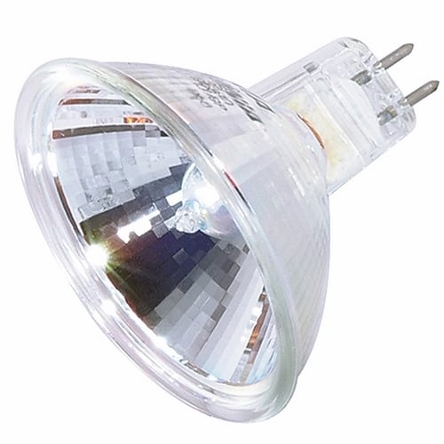 Halogen MR Lamp, Designation: 50MR16/NSP/C, 12 V, 50 WTT, MR16 Shape, GU5.3/GX5.3 Miniature 2 Pin Round Base, C-8 Filament, 2000 HR, 9 DEG Beam Angle, 1-7/8 IN Length, 2 IN Diameter, Lumens: 6500 CP Center Beam