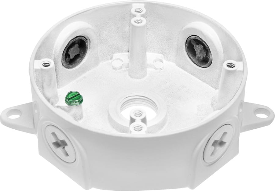 Weatherproof Round Box 1/2 Inch, White with O Cover