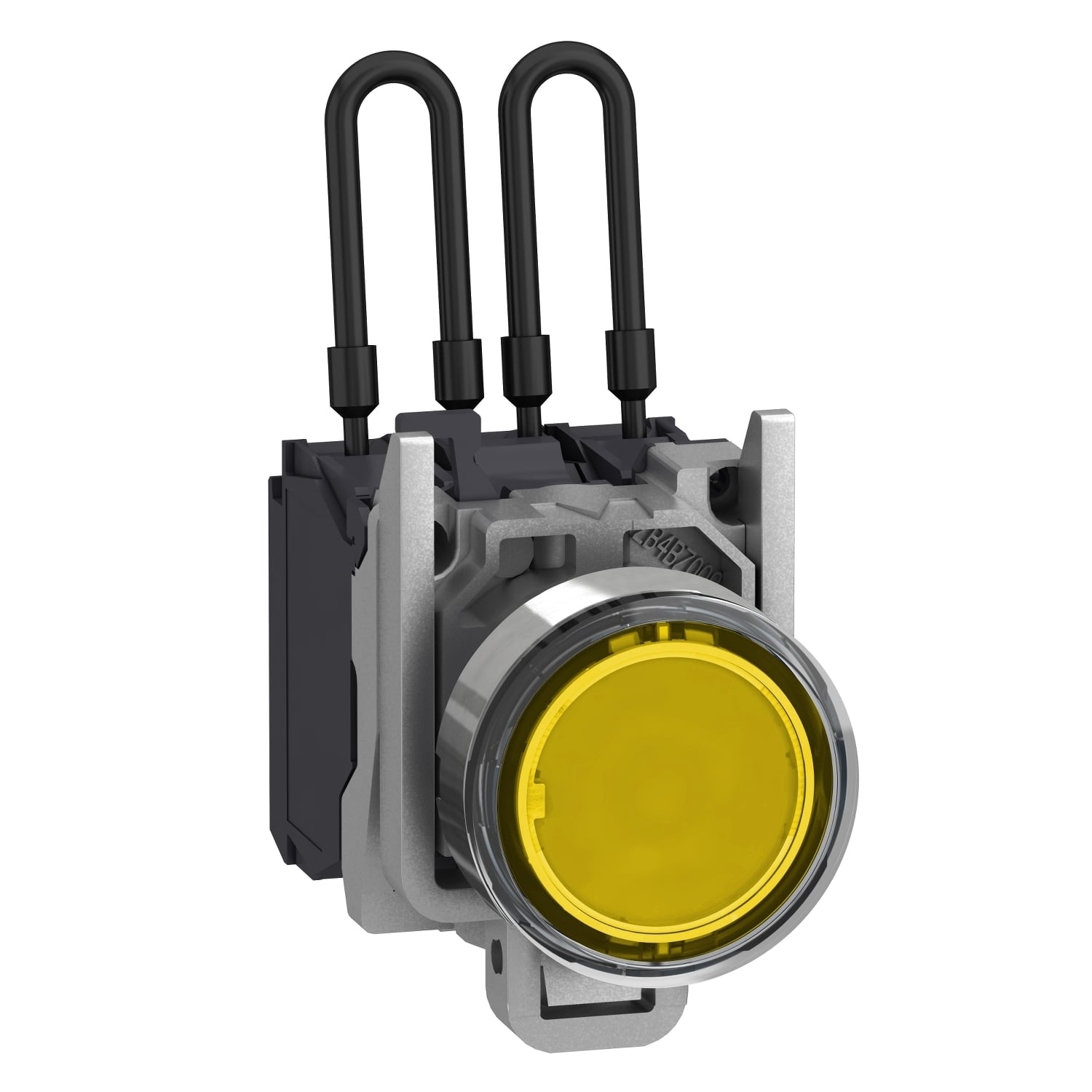 Push-to-test pilot light, Harmony XB4, metal, amber, universal LED, screw clamp terminals, 110...120V