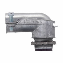 Eaton Crouse-Hinds series squeeze type connector, FMC, 90 angle, Insulated, Zinc die cast, 1/2"