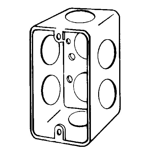 Features:With 3/4 IN Conduit Knockout, Standard:UL E18095, Number Of Outlet:7, Material:Steel, Size:2.125 X 1.875 X 4IN, Cubic Capacity:13CI