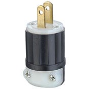 15 Amp, 125 Volt, Non-Grounding, Straight Blade, Plug, Industrial Grade, Midget, Black-White