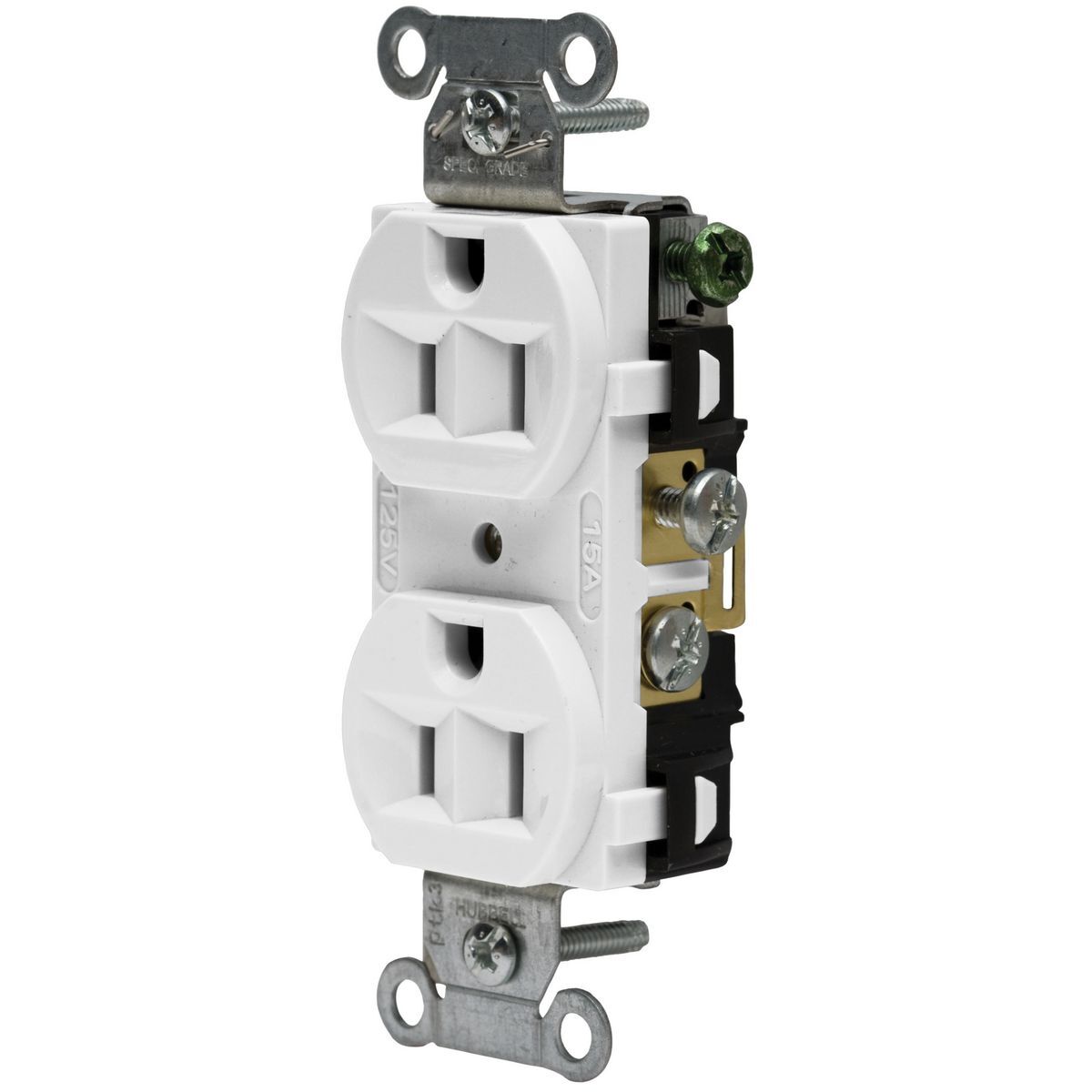 Straight Blade Devices, Receptacles, Duplex, Commercial/Industrial Grade, 2-Pole 3-Wire Grounding, 15A 125V, 5-15R, White