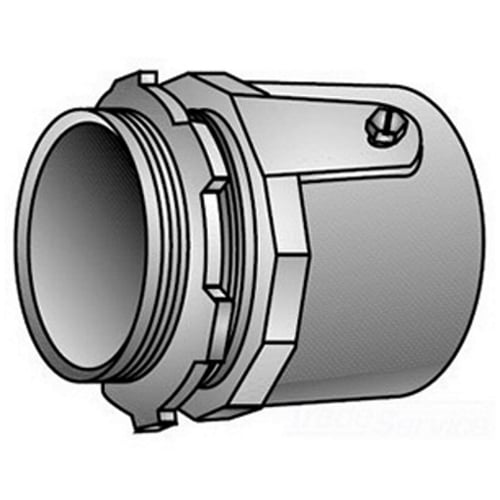 OZ-Gedney Type 28 Rigid Connector, Size: 2 IN, Connection: Male NPS Hub X Set Screw, Malleable Iron, Finish: Zinc Plated, Dimensions: 2-7/8 IN Maximum Diameter X 1-7/8 IN Length, 5/8 IN Thread Length, Third Party Certification: UL File Number E-118