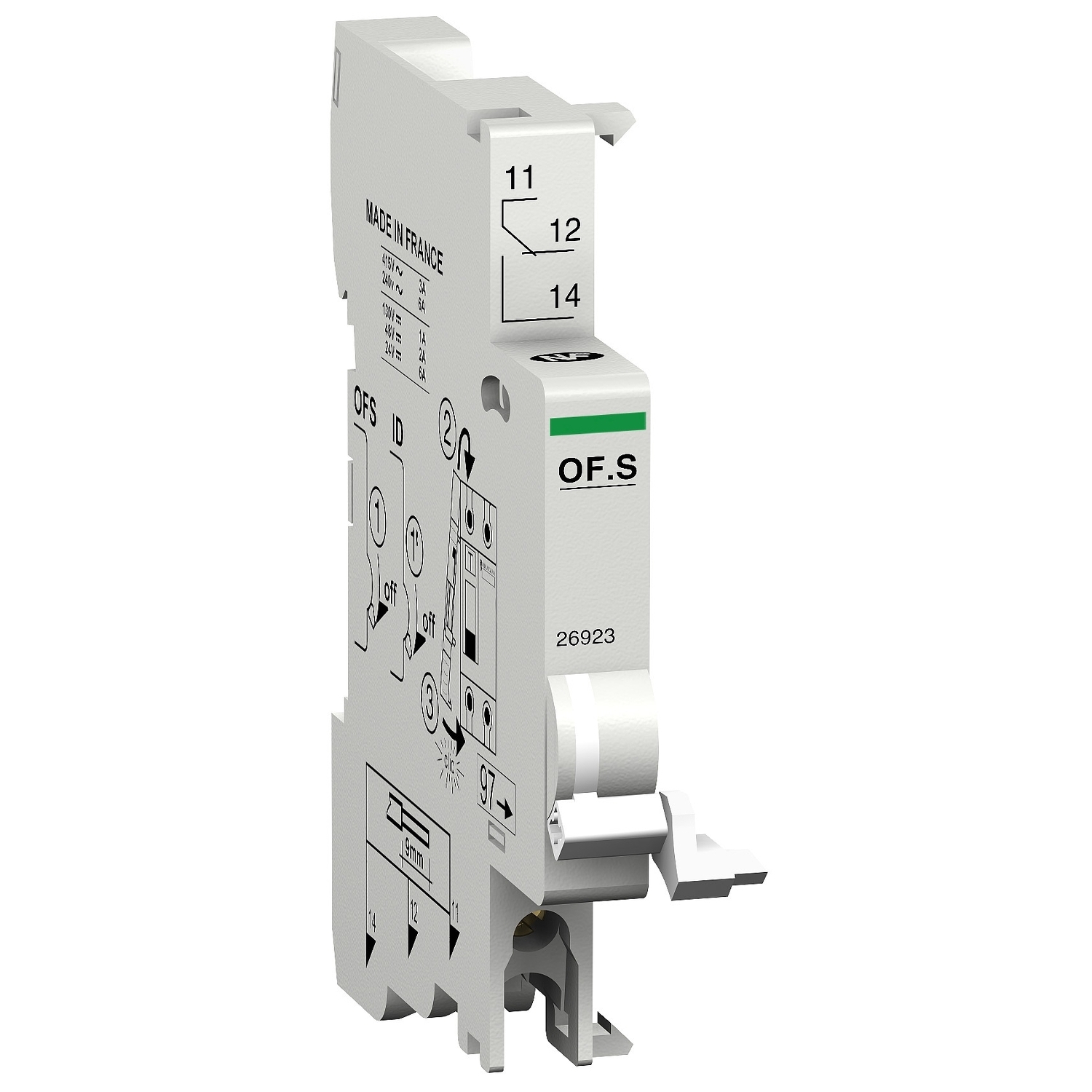 auxiliary contact - 1 OCS - 380..415 V - 6 A - for RCCB