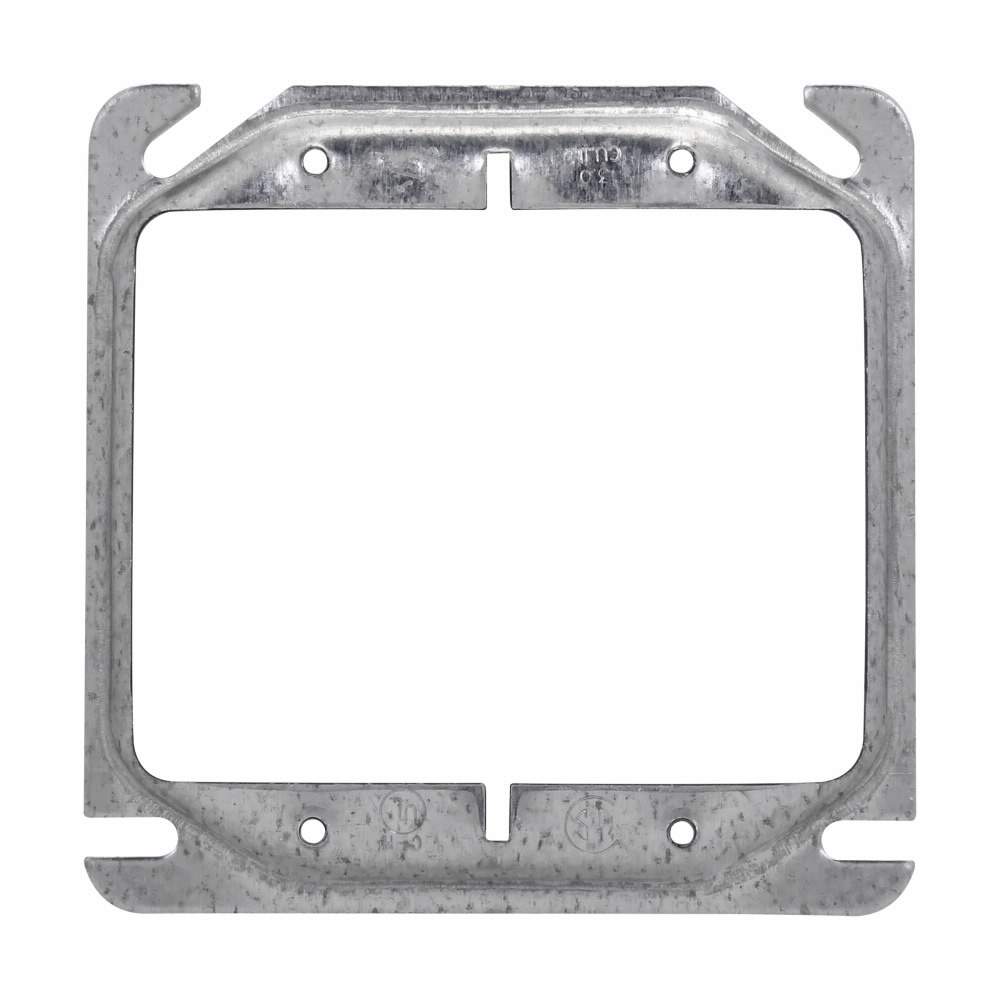 Eaton Crouse-Hinds series Square Mud Ring, 4", Steel, 1/4" raised, 3.0 cubic inch capacity