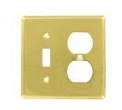 2-Gang 1 Toggle 1 Duplex Wallplate, Standard Size, With Two Screws Pierce Print Ref 0R-19568, Polished Brass