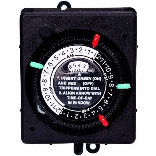 The SPST - 125V 24 Hr. Mechanical 2 ON / 2 OFF w/Mounting Ears These timers provide automatic control for pumps, cleaners and other types of loads. Timers have three-way mounting, flush in round opening, raised in rectangular opening or on base. Quick connect terminals for easy installation.