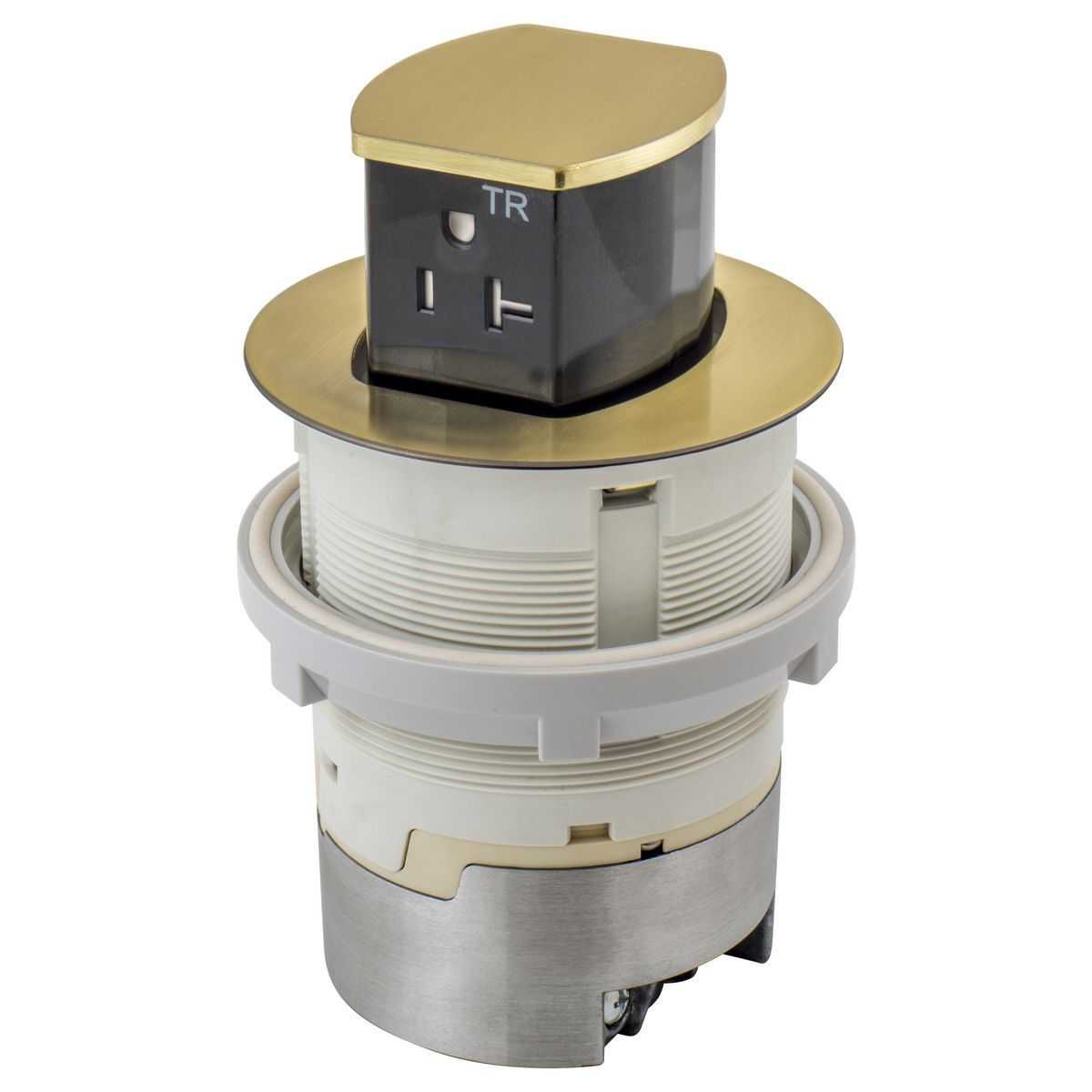 20A Kitchen Counter Receptacle, Flush Mount, Brass
