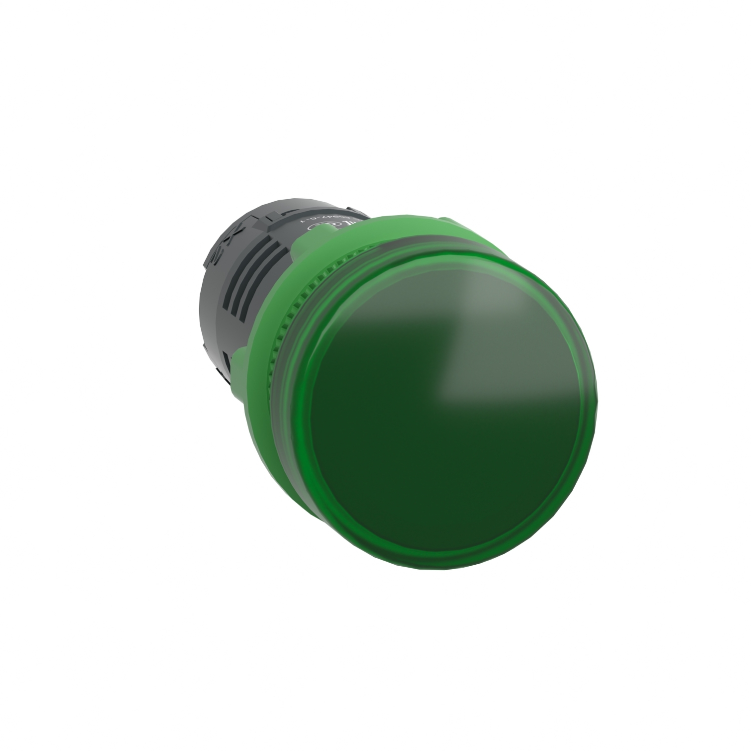 Monolithic pilot light, Harmony XB5, grey plastic, green, 22mm, universal LED, plain lens, 230...240V AC