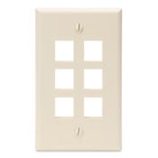 QuickPort Wallplate, Single Gang, 6-Port, Light Almond