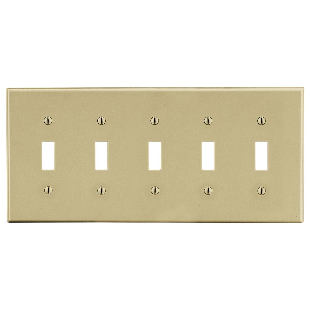 Wallplate, 5-Gang, 5) Toggle,  Ivory