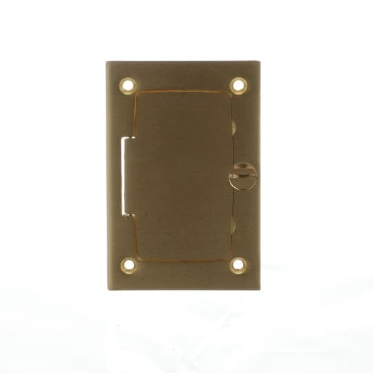 Cover Plate for Multi-Gang Floor Boxes for Power and Communications, Length 4-1/2 Inches, Width 3 Inches, GFCI Flip Lid, Brass