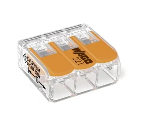 LEVER-NUTS® splicing connector; 3-conductor with operating levers; 20-10 AWG; transparent housing; Box of 30 pieces