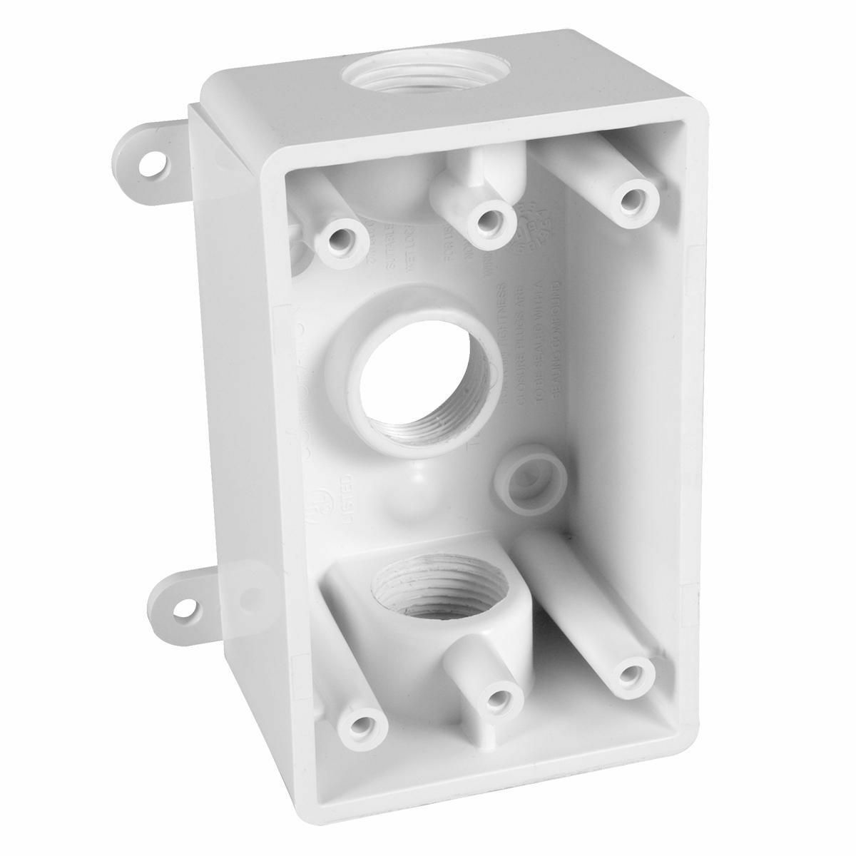 2 In. Deep with Lugs - White Three Threaded Outlets - 4-1/2 In. x 2-3/4 In.