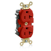 20-Amp, 125-Volt, Wide Body Duplex Receptacle, Industrial Grade, Straight Blade, Self Grounding, Red