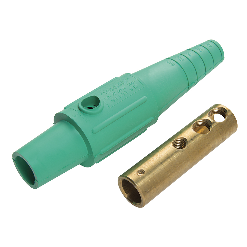 Female Cam Device Plug, 400A 600V, Cable Size: 2/0-4/0, Green