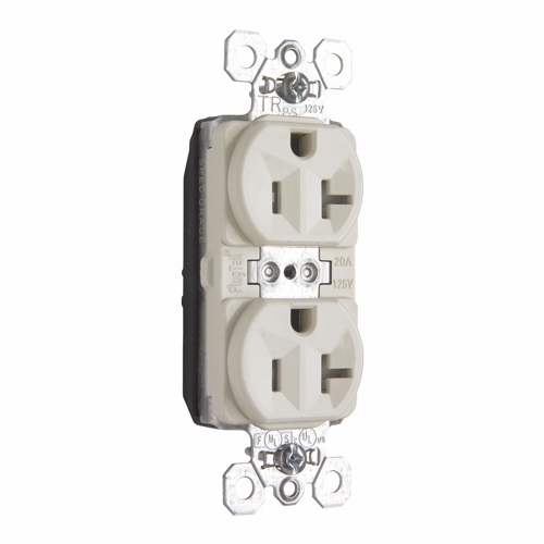 PlugTail Tamper-Resistant Spec Grade Duplex Receptacle 20amp 125volt, Light Almond