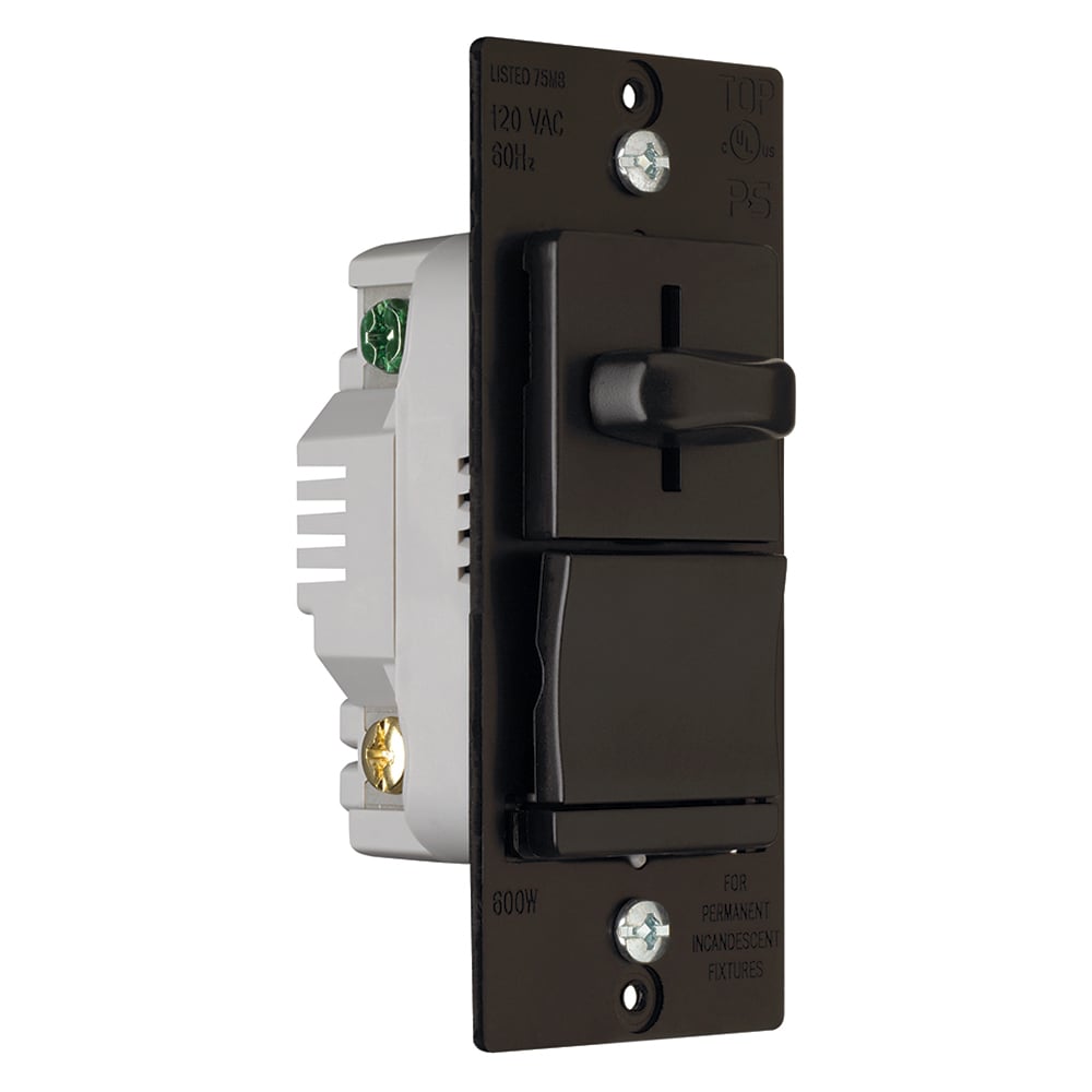 Incandescent Slide Dimmer, Preset 600W, Black