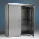 Eaton B-Line series ground mounted panel enclosure, 72" height, 24" length, 72" width, NEMA 4, Hinged cover, ES4 enclosure, Ground mount, Large double door, No mounting provisions, Carbon steel, Closed cell neoprene gasket