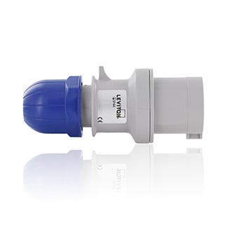 32 Amp, 200-250 Volt, 2P+E (2P, 3W), Clock Position 6, IEC/EN 60309-1 & 60309-2, International Configuration Plug, Industrial Grade, IP44, Splashproof - BLUE
