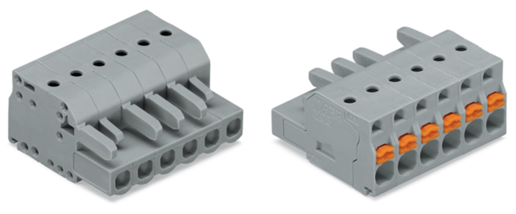 1-conductor female connector; push-button; Push-in CAGE CLAMP; 2.5 mm; Pin spacing 5 mm; 3-pole; 2,50 mm; gray