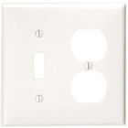 2-Gang 1-Toggle 1-Duplex Device Combination Wallplate, Standard Size, Thermoplastic Nylon, Device Mount, Brown