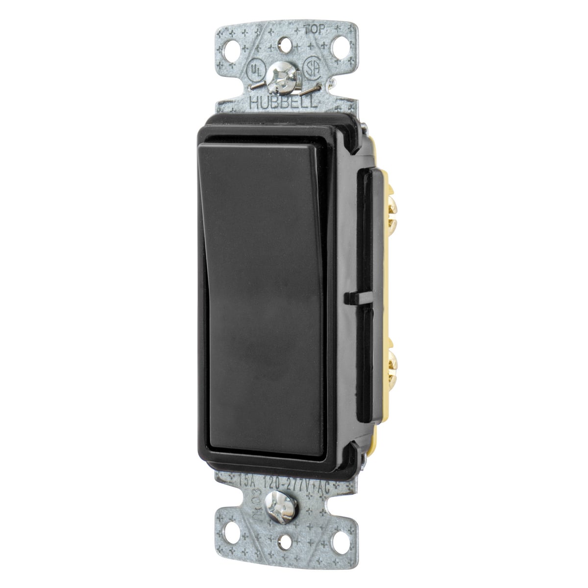tradeSELECT Decorator Switch, Residential Grade, Rocker Switch, General Purpose AC, Single-Pole, 15A 120/277V AC Push Back and Side Wired