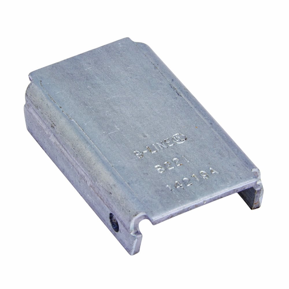 Eaton B-Line series end cap, 2.45" H x 1.62" L x 1.62" W, Steel, Electro-plated, 12 Gauge, Fits channel type B12