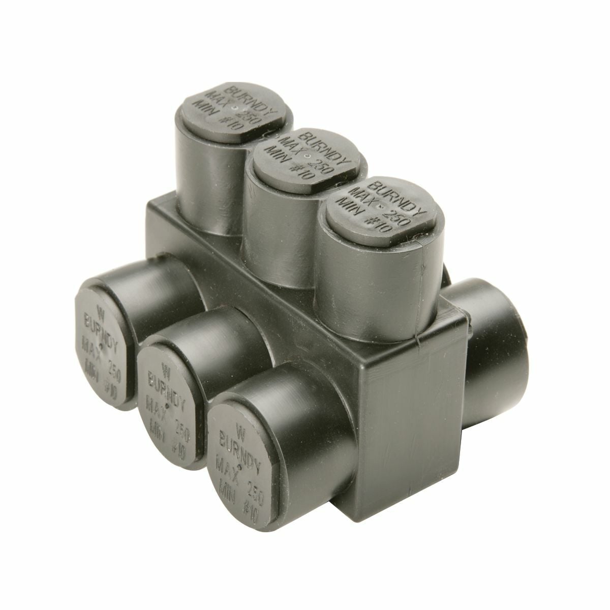 UV Rated Black Unitap, 3, #14 - 4, 1.59 in L, 1.25 in W, Range-taking capability reduces the number of connectors carried in inventory.